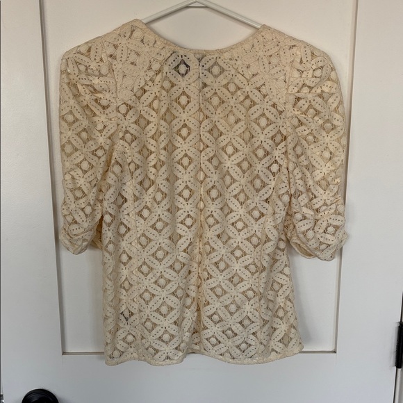 Anthropologie Cream Lace Button-Front Blouse - Picture 2 of 3